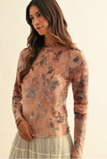 Dusty Rose Flock Mesh Top