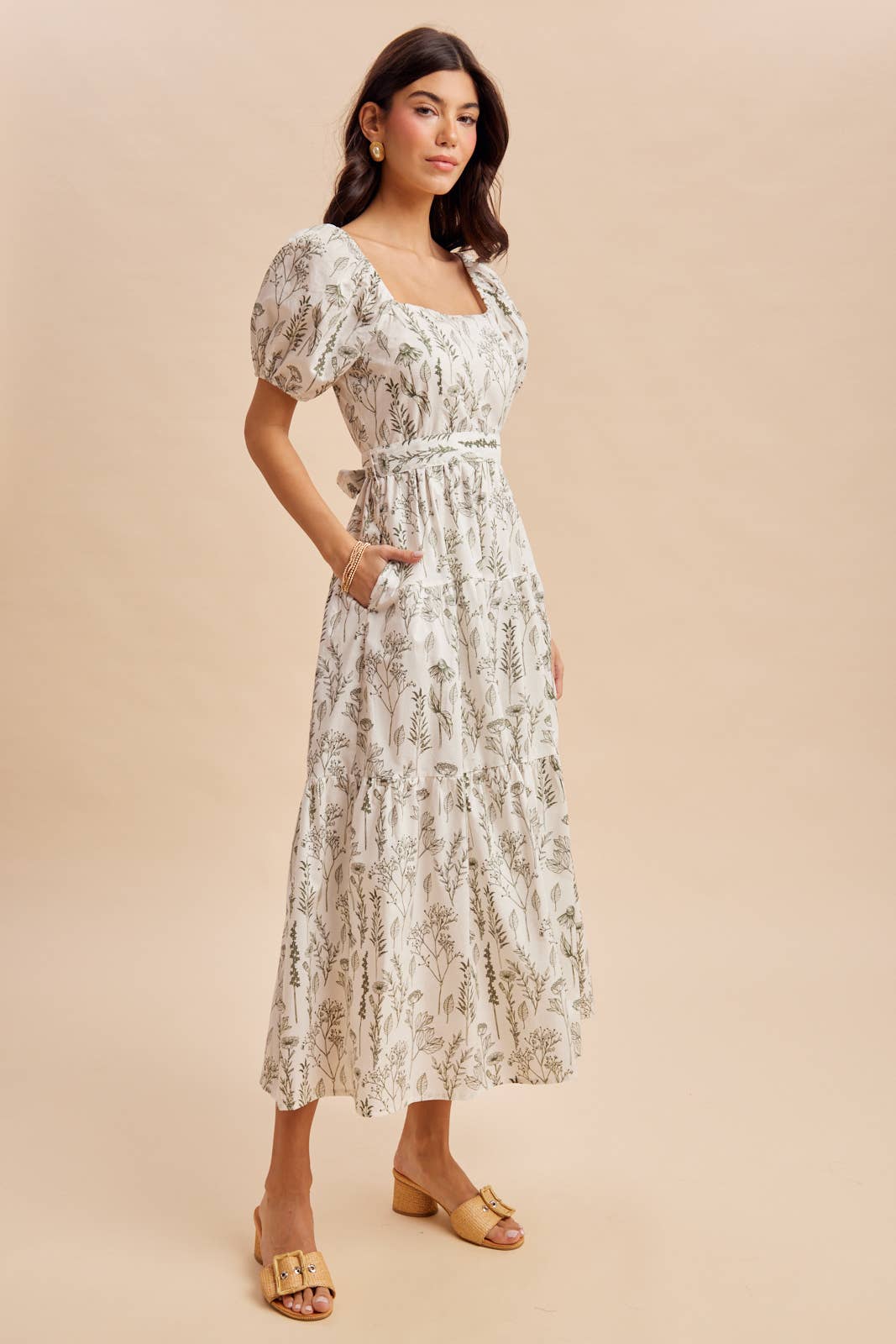 Floral Tiered Square Neck Maxi Dress