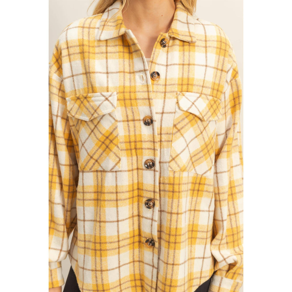 Yellow Collared Plaid Shacket