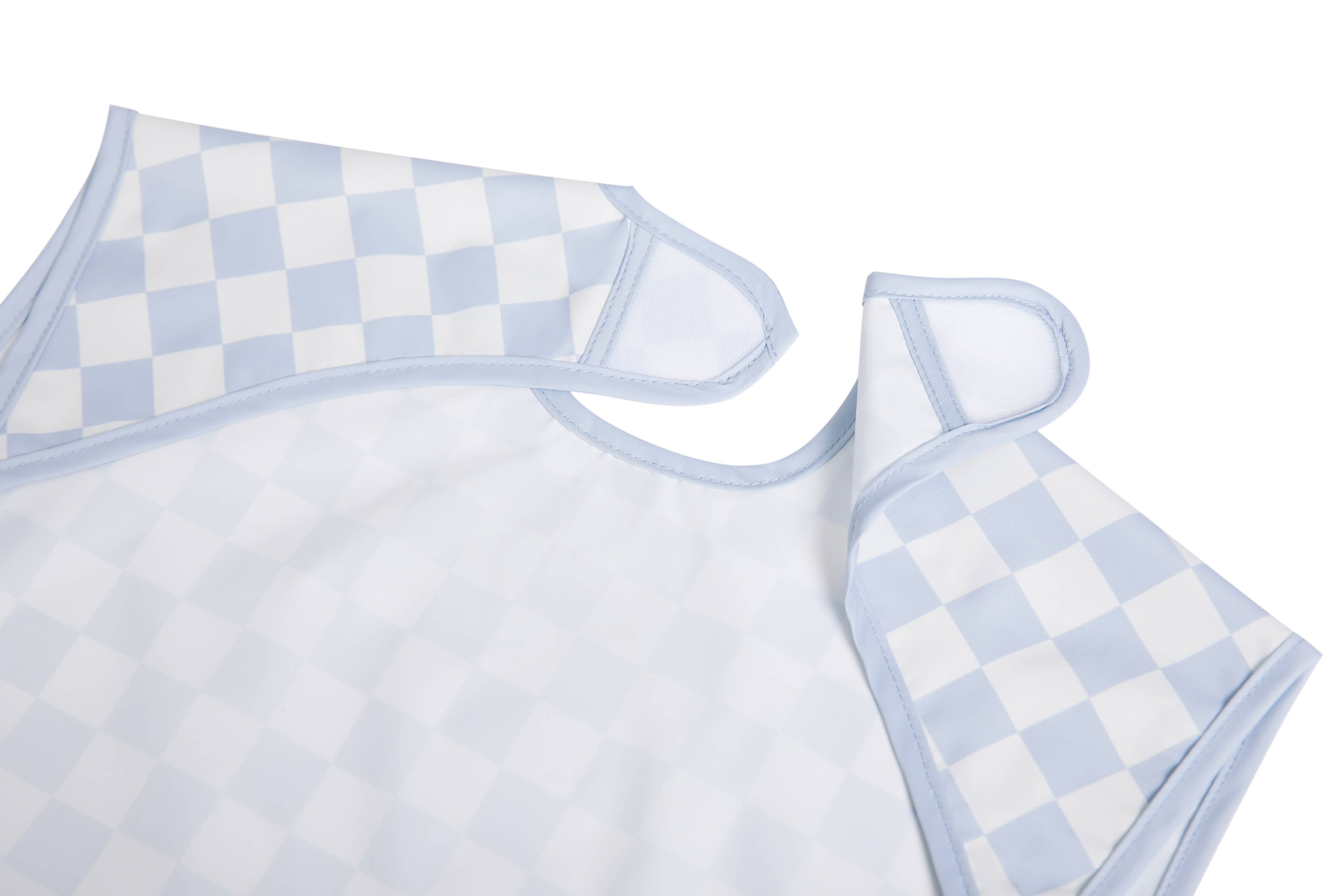 Blue Checkers Smock Bib for Baby & Toddler Short Sleeve