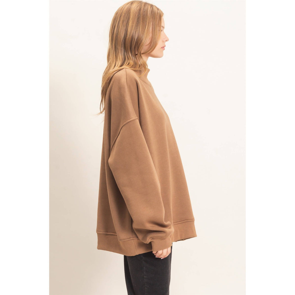 Enzyme Washed Mock Neck Sweatshirt