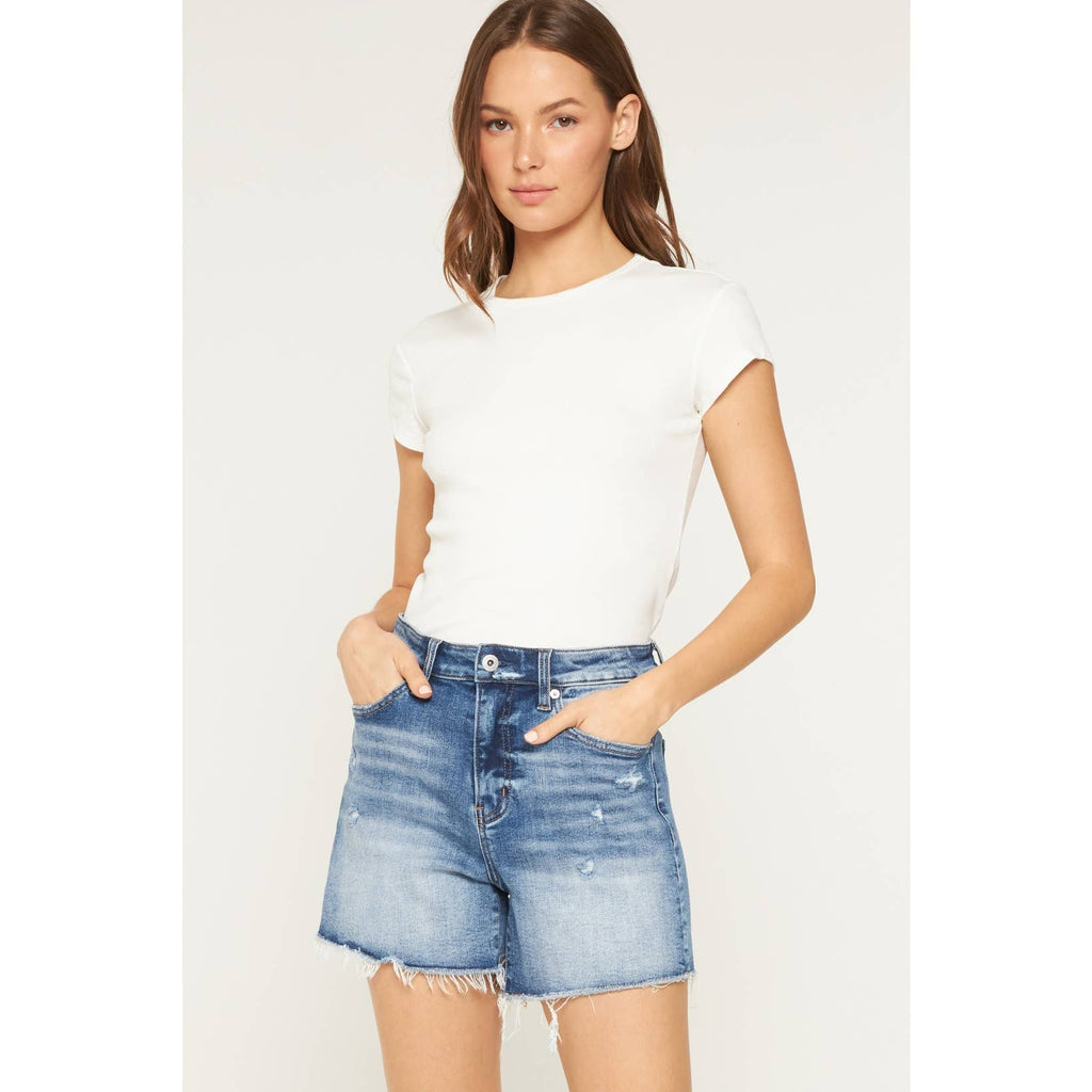 Mica Denim Super High Raw Hem Shorts