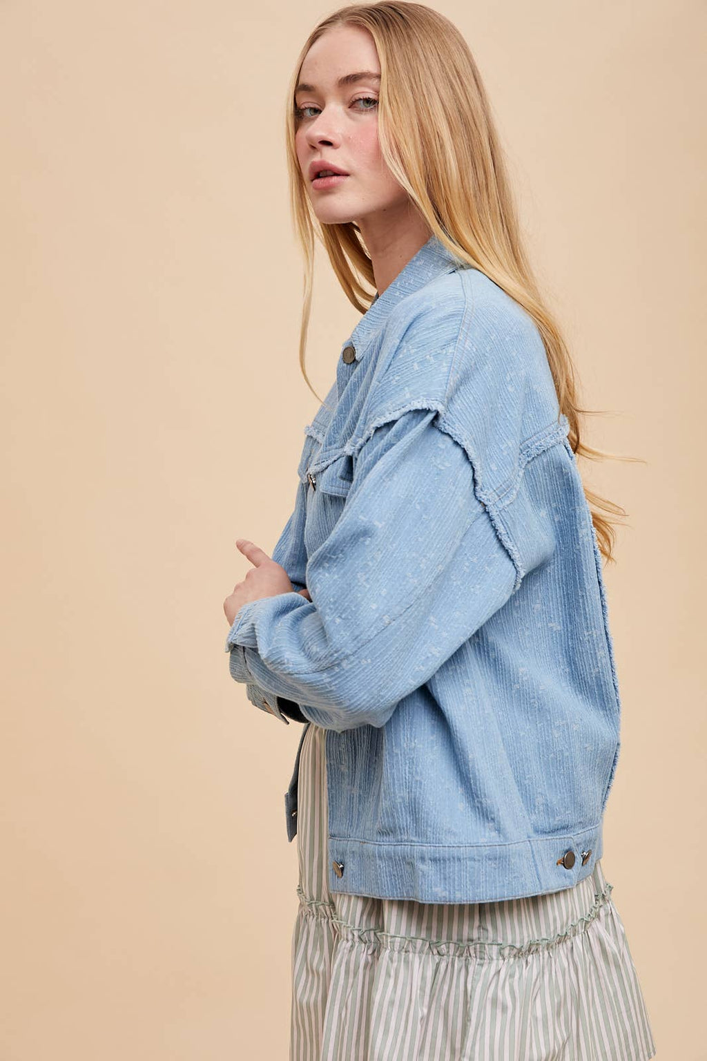 Textured Slub Chambray Shacket