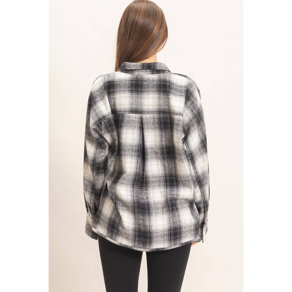 Black and White Plaid Flannel Shirt