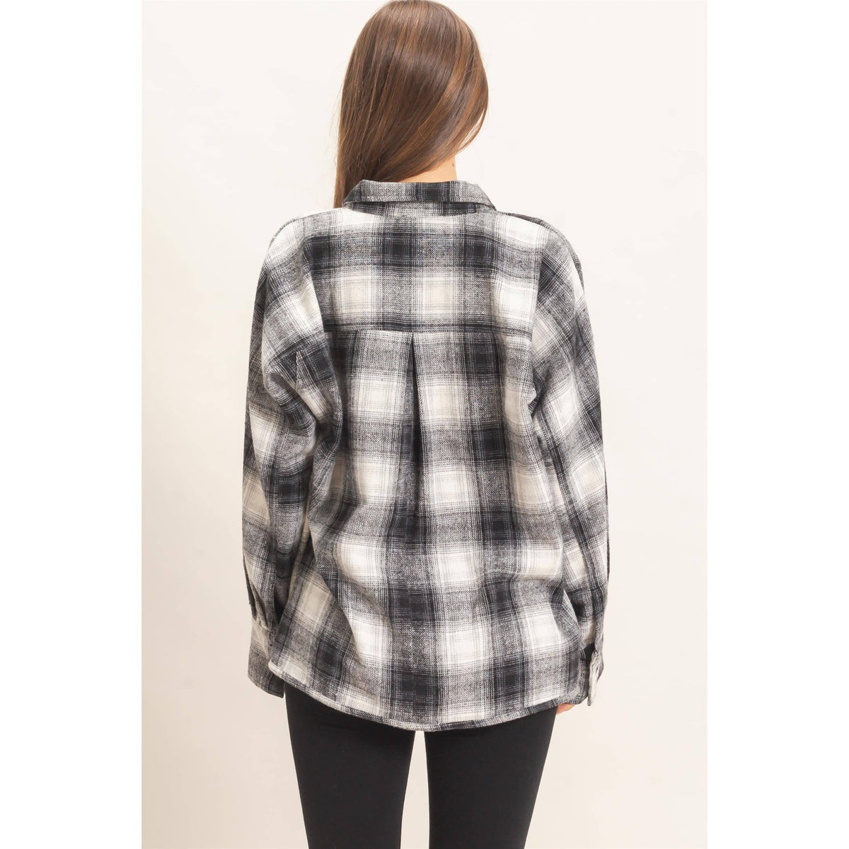 Black and White Plaid Flannel Shirt