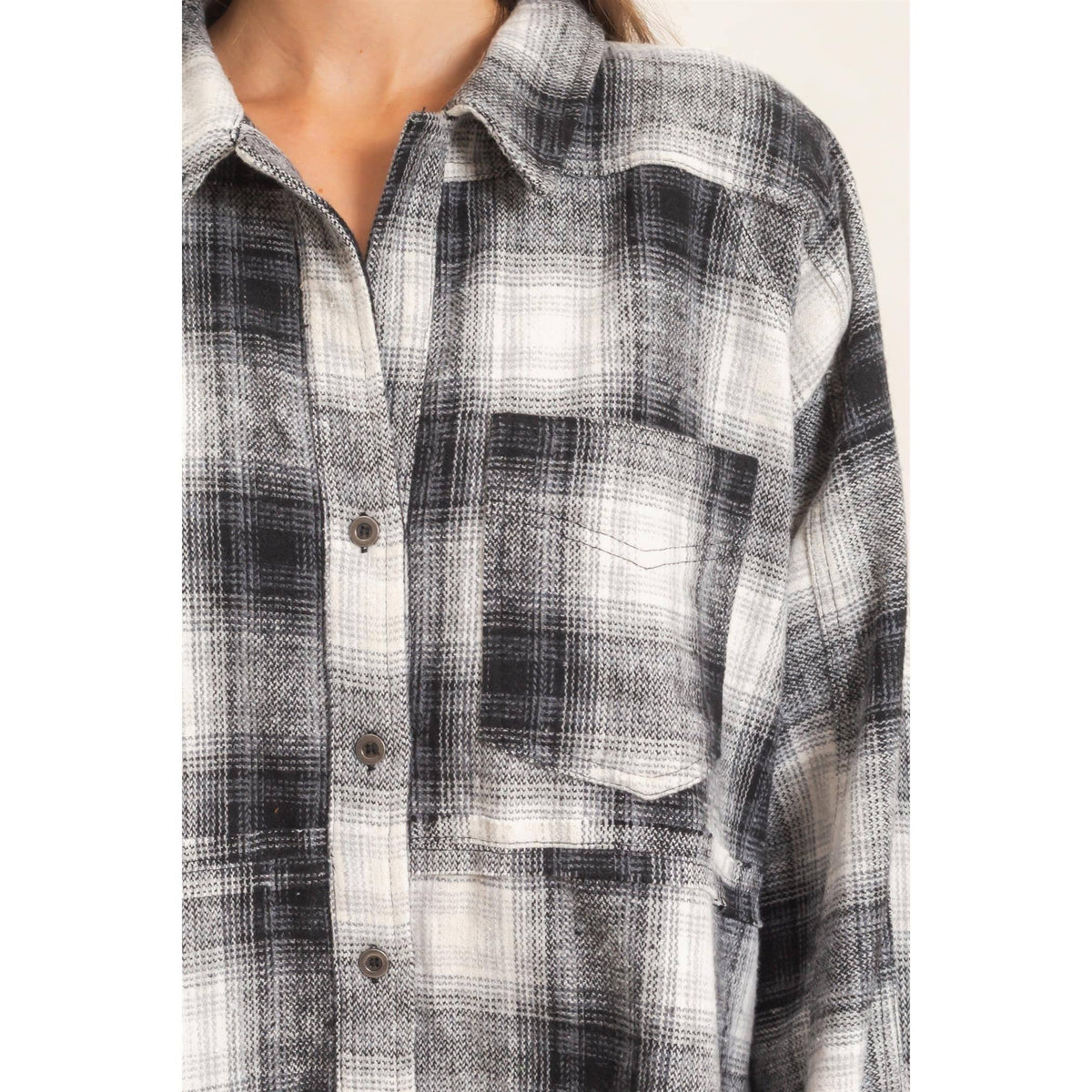 Black and White Plaid Flannel Shirt