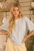 Stripe Color Block Short Sleeve Top