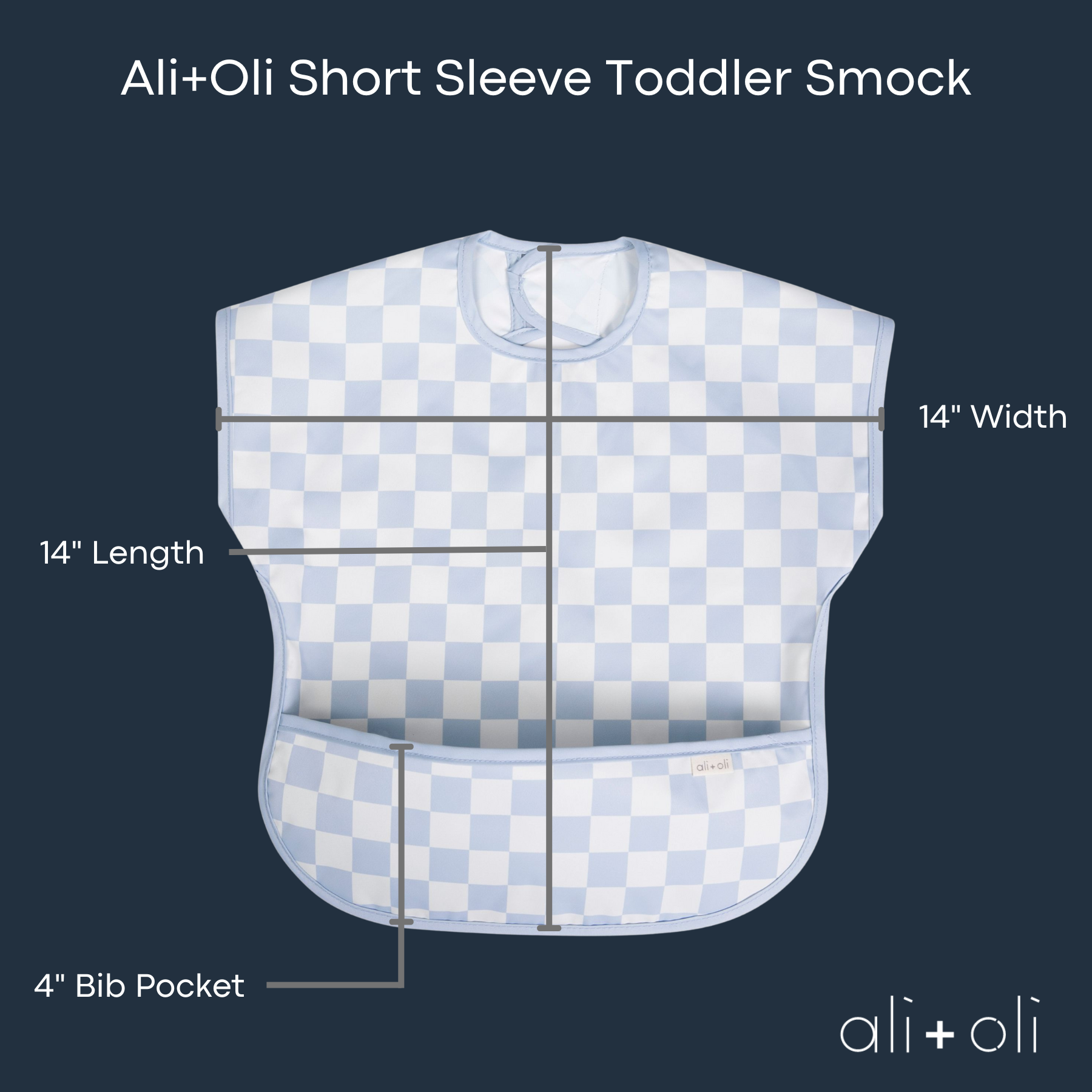 Blue Checkers Smock Bib for Baby & Toddler Short Sleeve