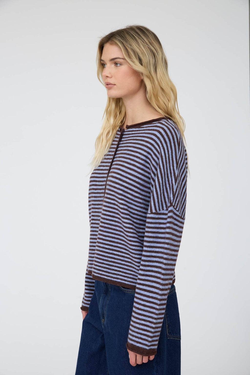 Stripe Button Down Long Sleeve Cardigan