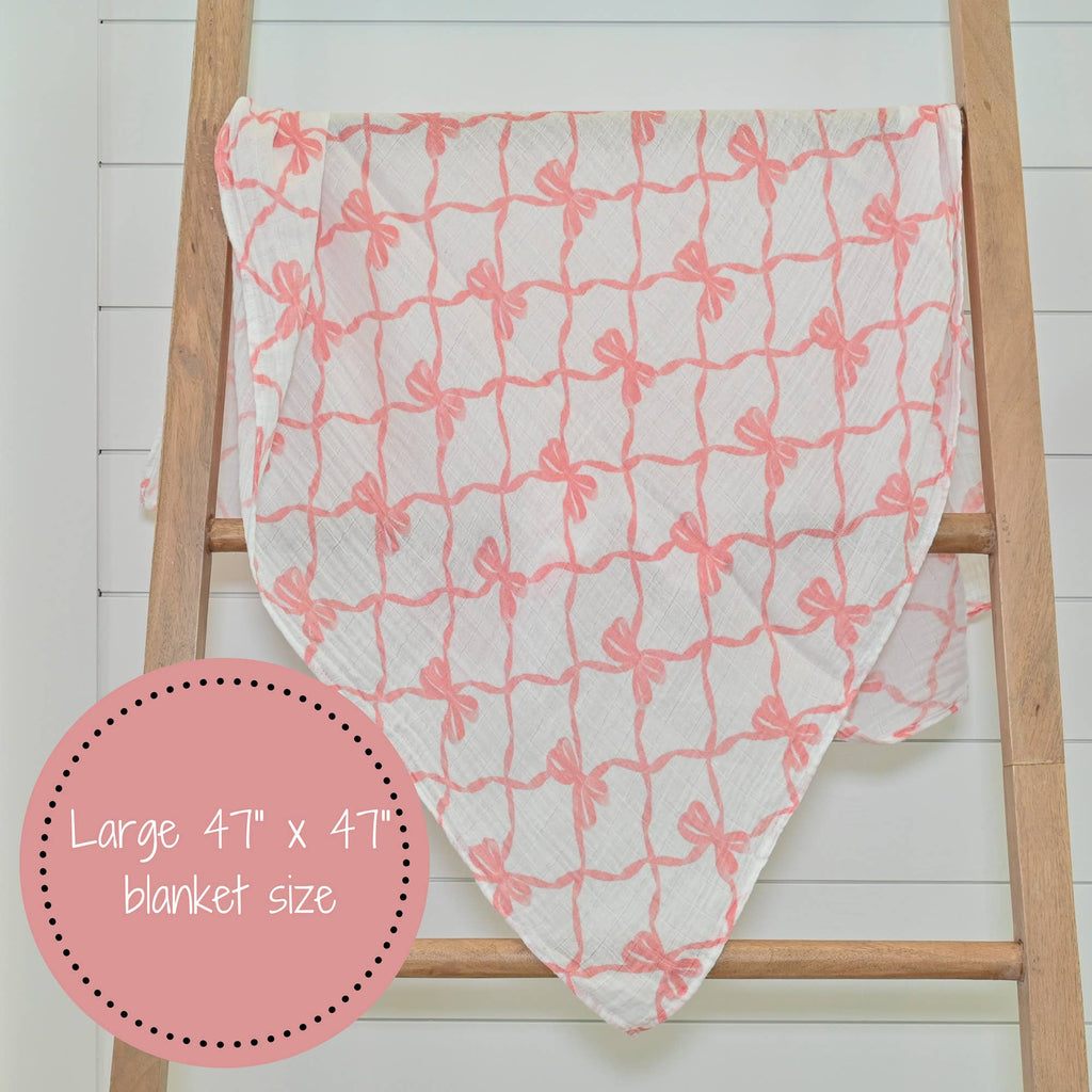 Baby Muslin Swaddle Blanket Beautiful Bows