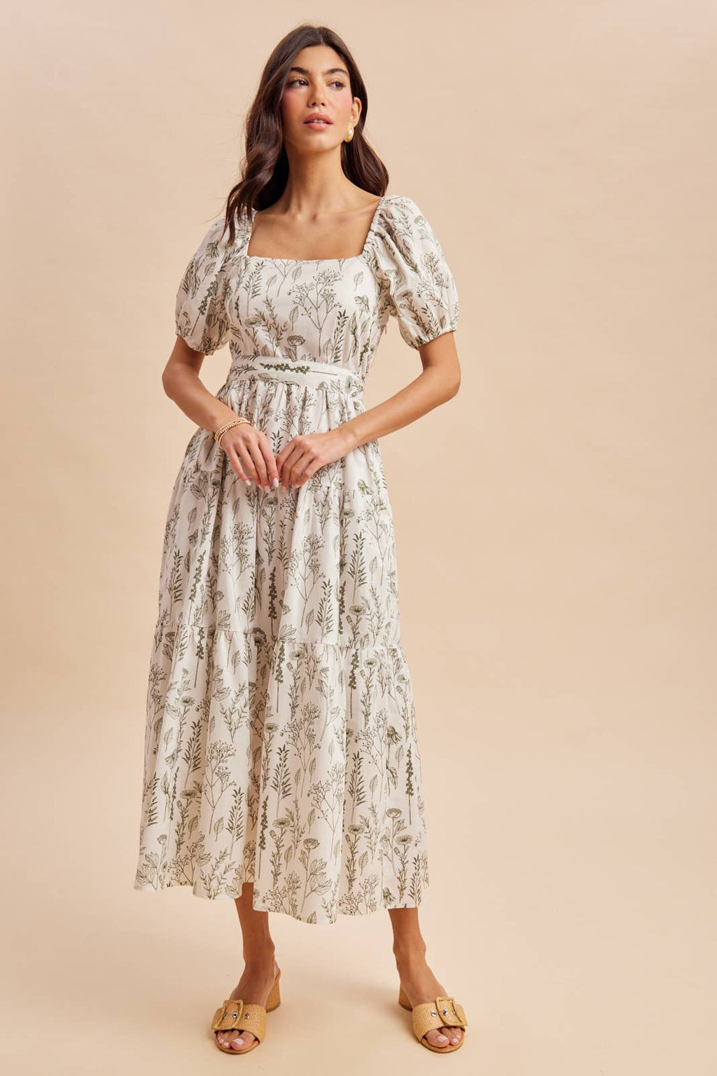 Floral Tiered Square Neck Maxi Dress