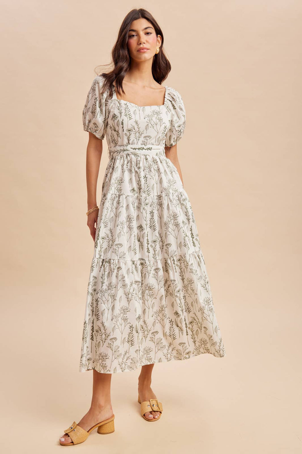 Floral Tiered Square Neck Maxi Dress