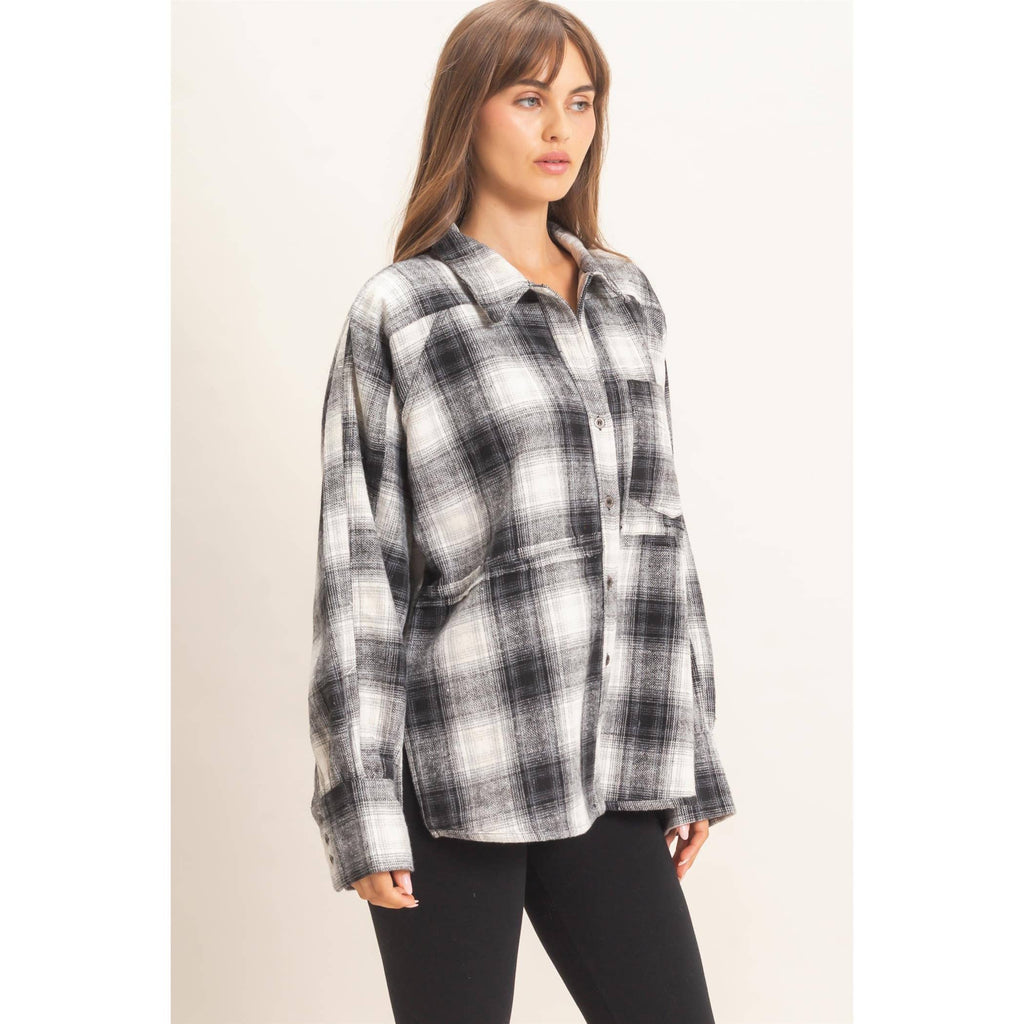 Black and White Plaid Flannel Shirt