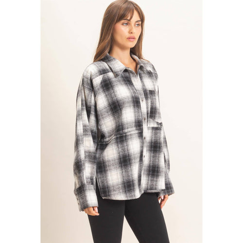 Black and White Plaid Flannel Shirt