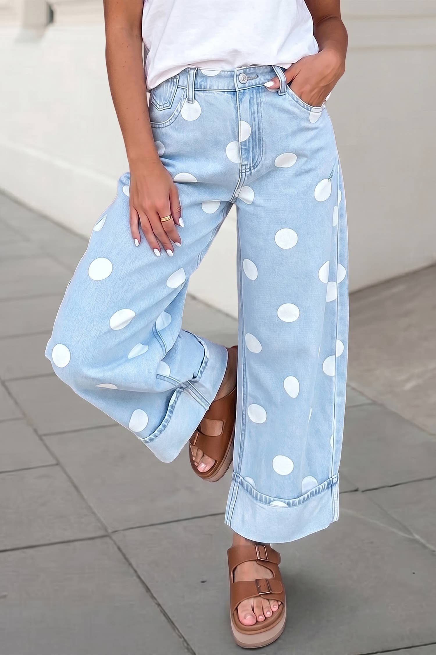 Polka Dot Ankle Length Jeans