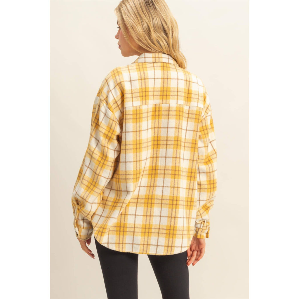 Yellow Collared Plaid Shacket