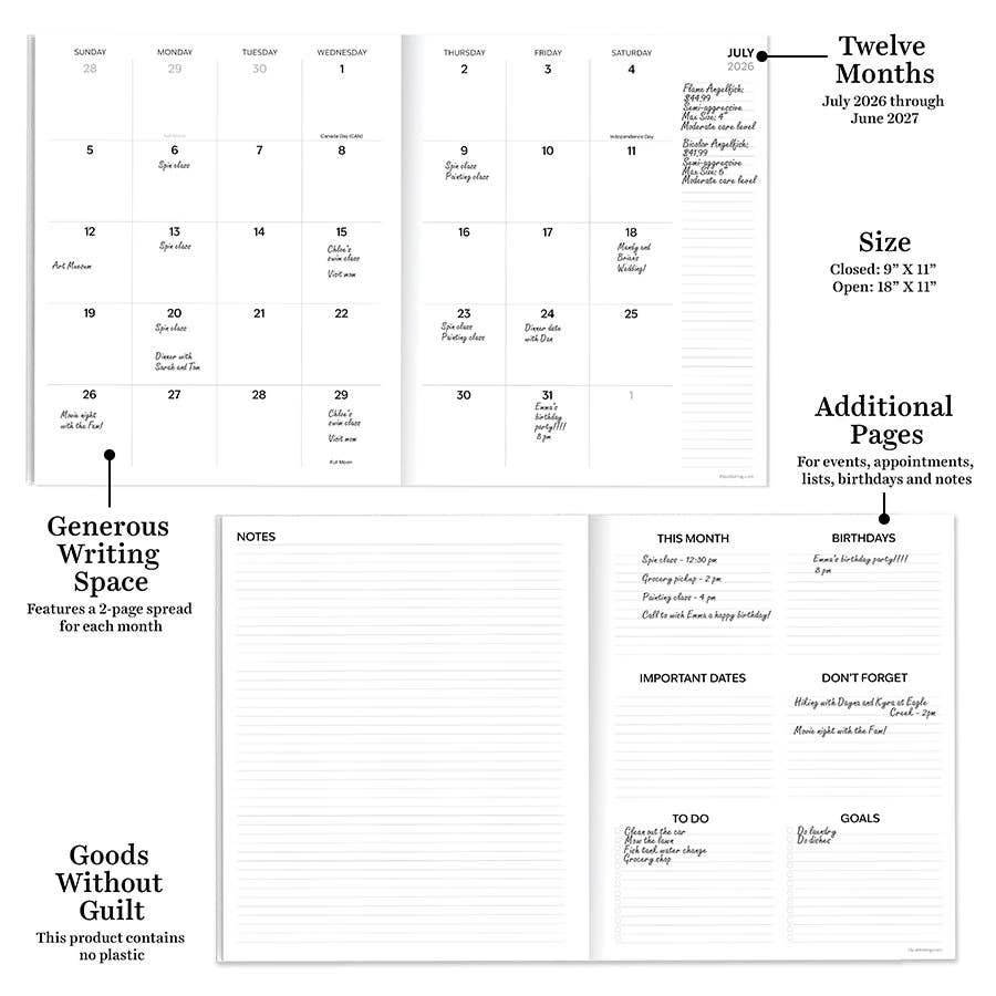 2026/2027 Blocked Colors Large Monthly Planner