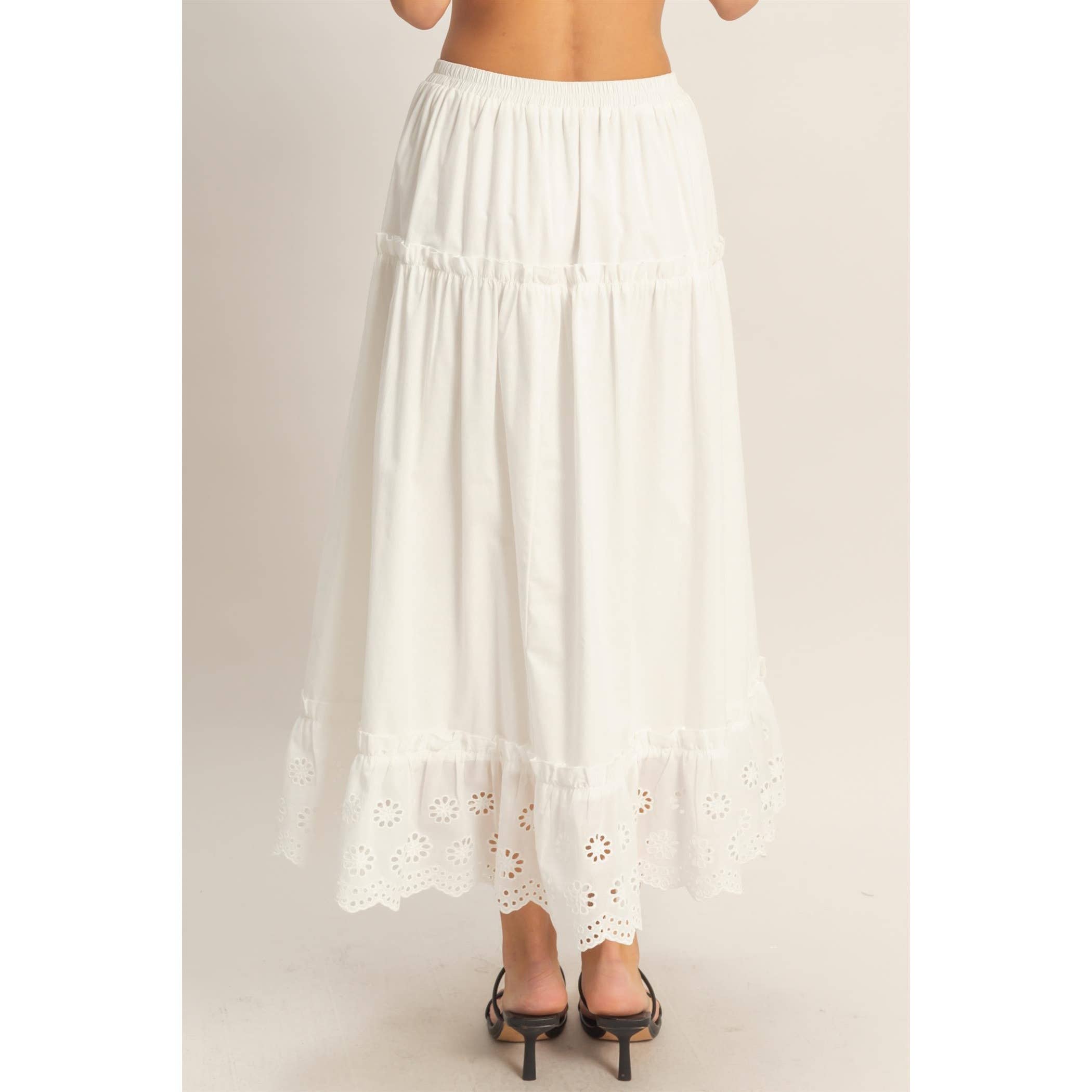 Tiered Eyelet Maxi Skirt