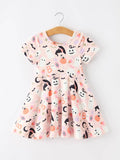 Halloween Ghost Girl Short-sleeved Twirl Dress