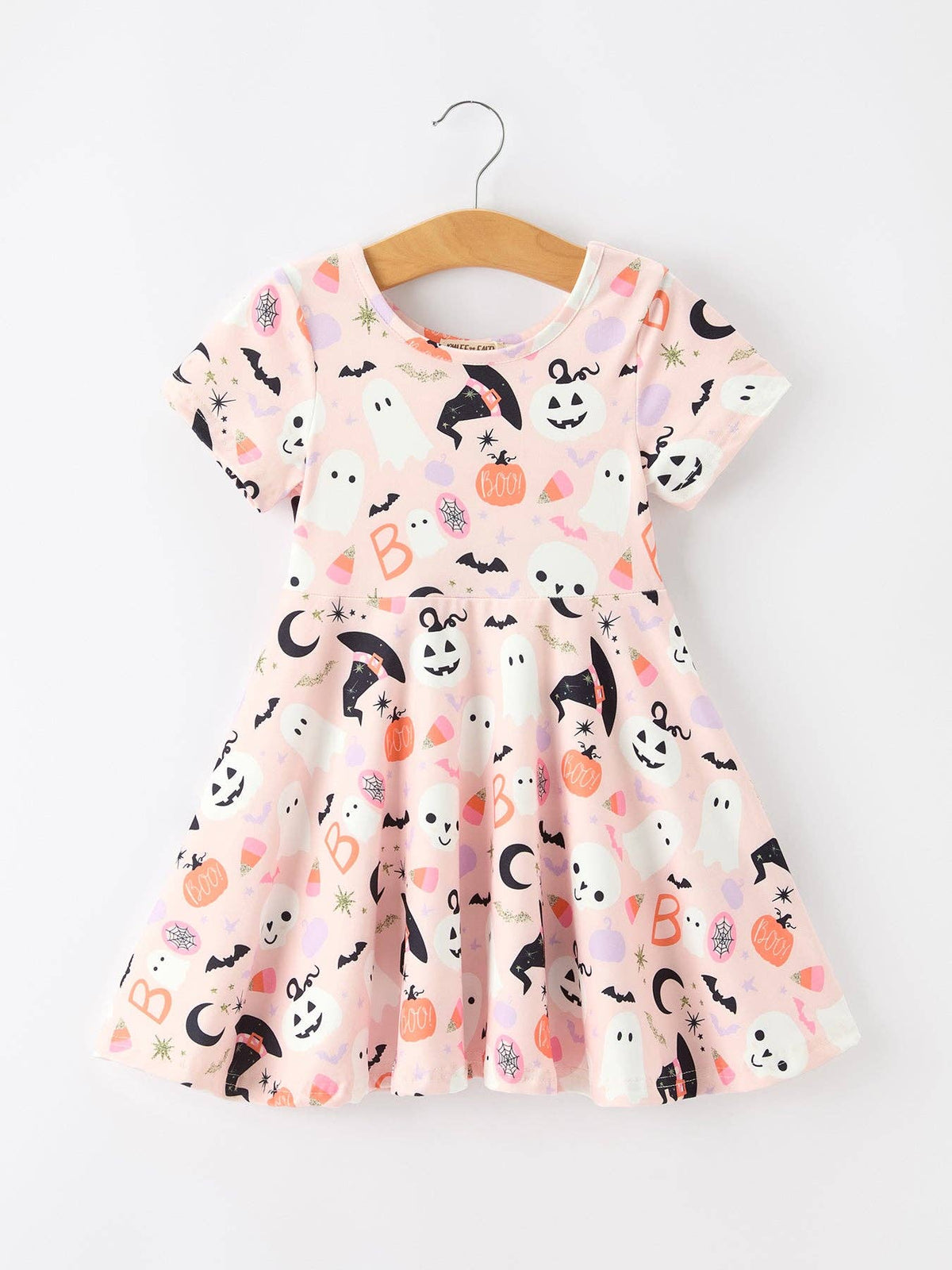 Halloween Ghost Girl Short-sleeved Twirl Dress