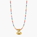 Rainbow Bubble Letter Initial Necklace