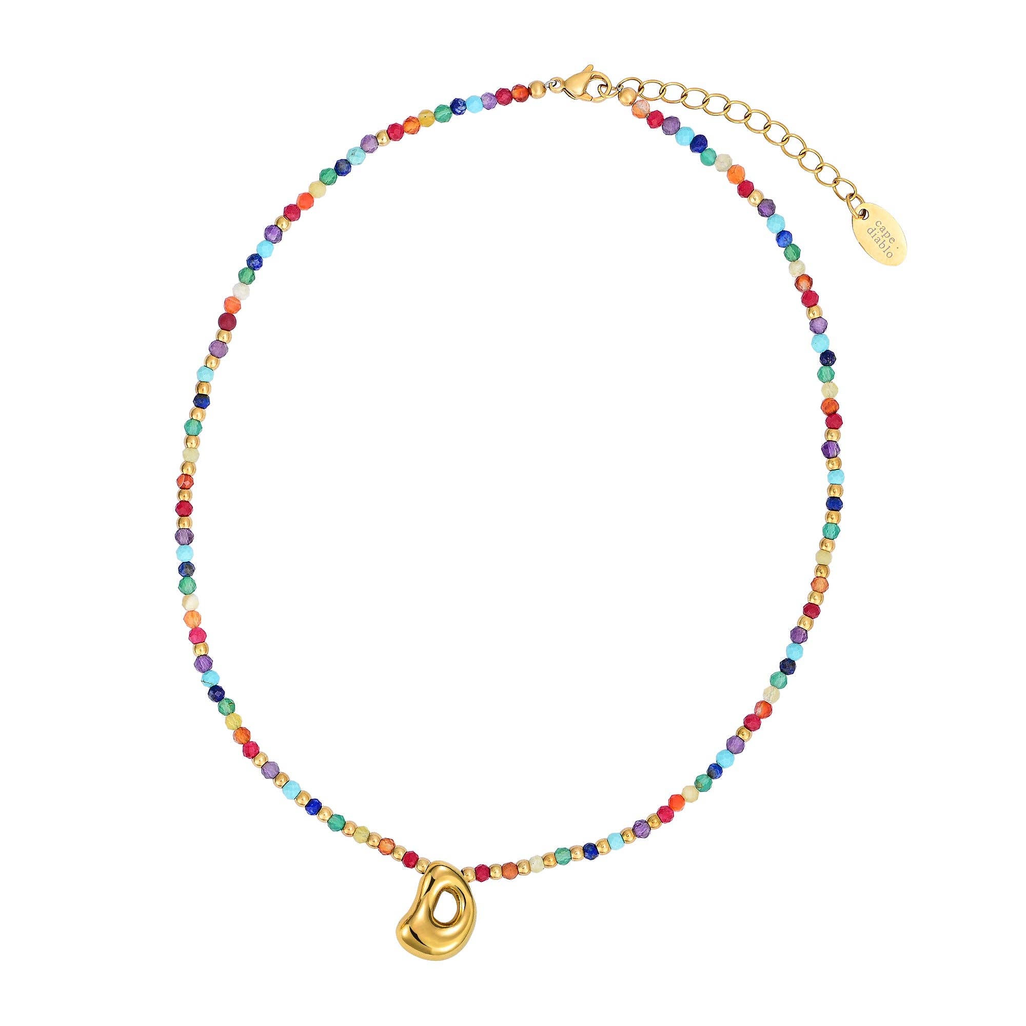 Rainbow Bubble Letter Initial Necklace