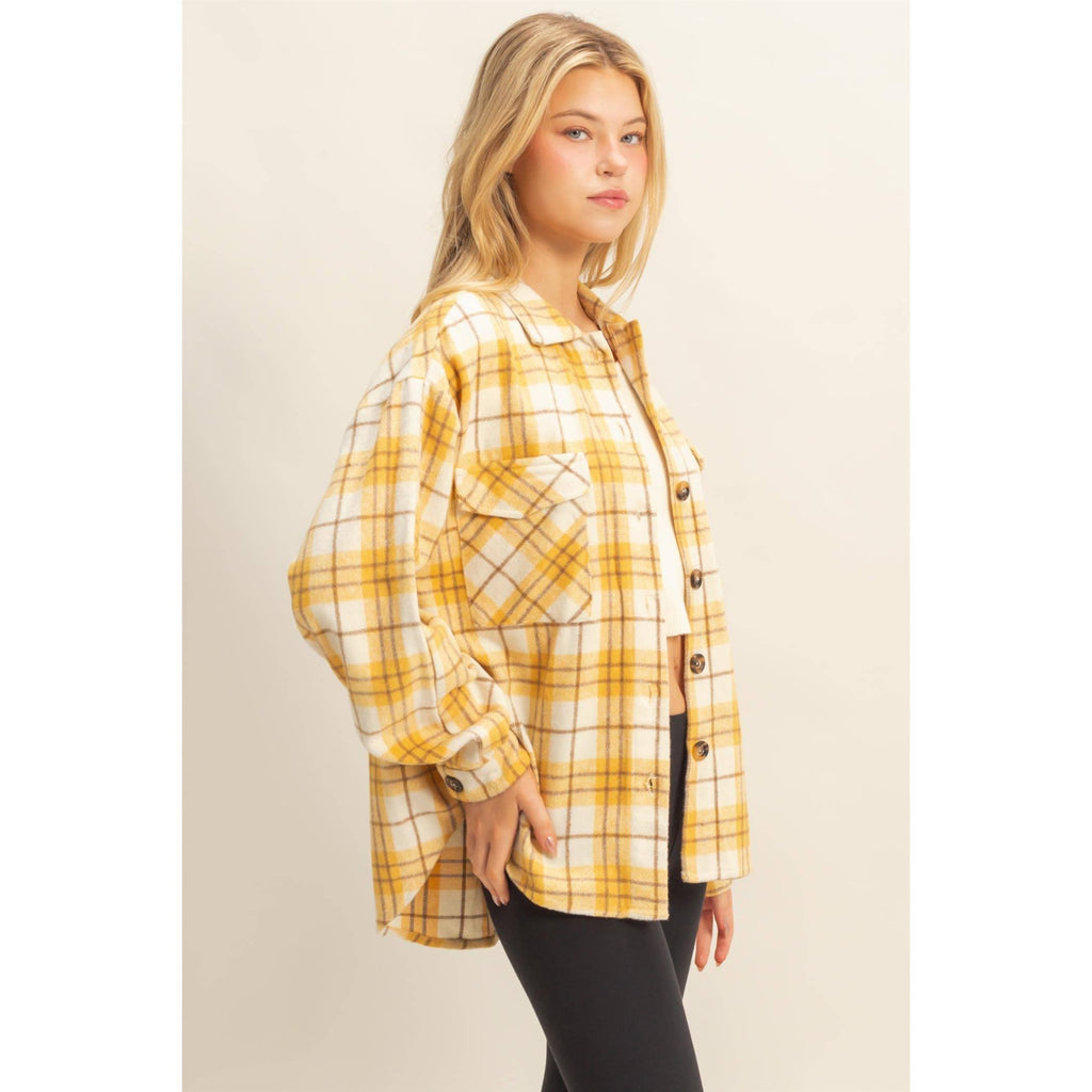 Yellow Collared Plaid Shacket