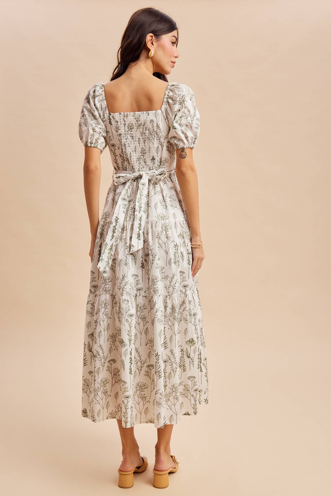 Floral Tiered Square Neck Maxi Dress