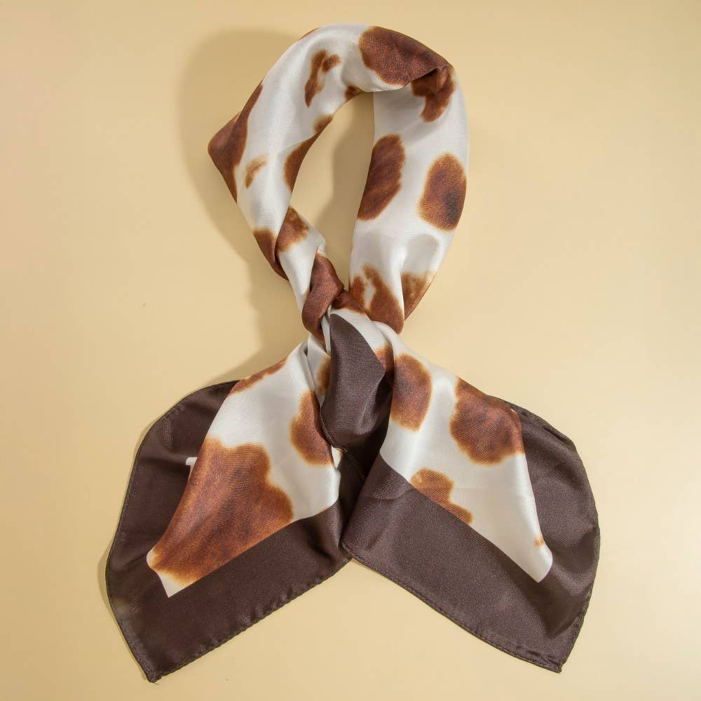 Brown Cow Print  Bandana Scarf