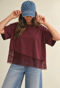 Asymmetrical Lace Trimmed Shirt