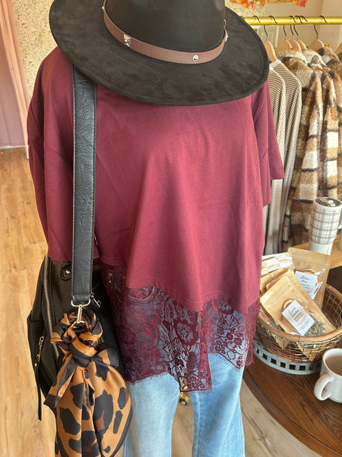 Asymmetrical Lace Trimmed Shirt