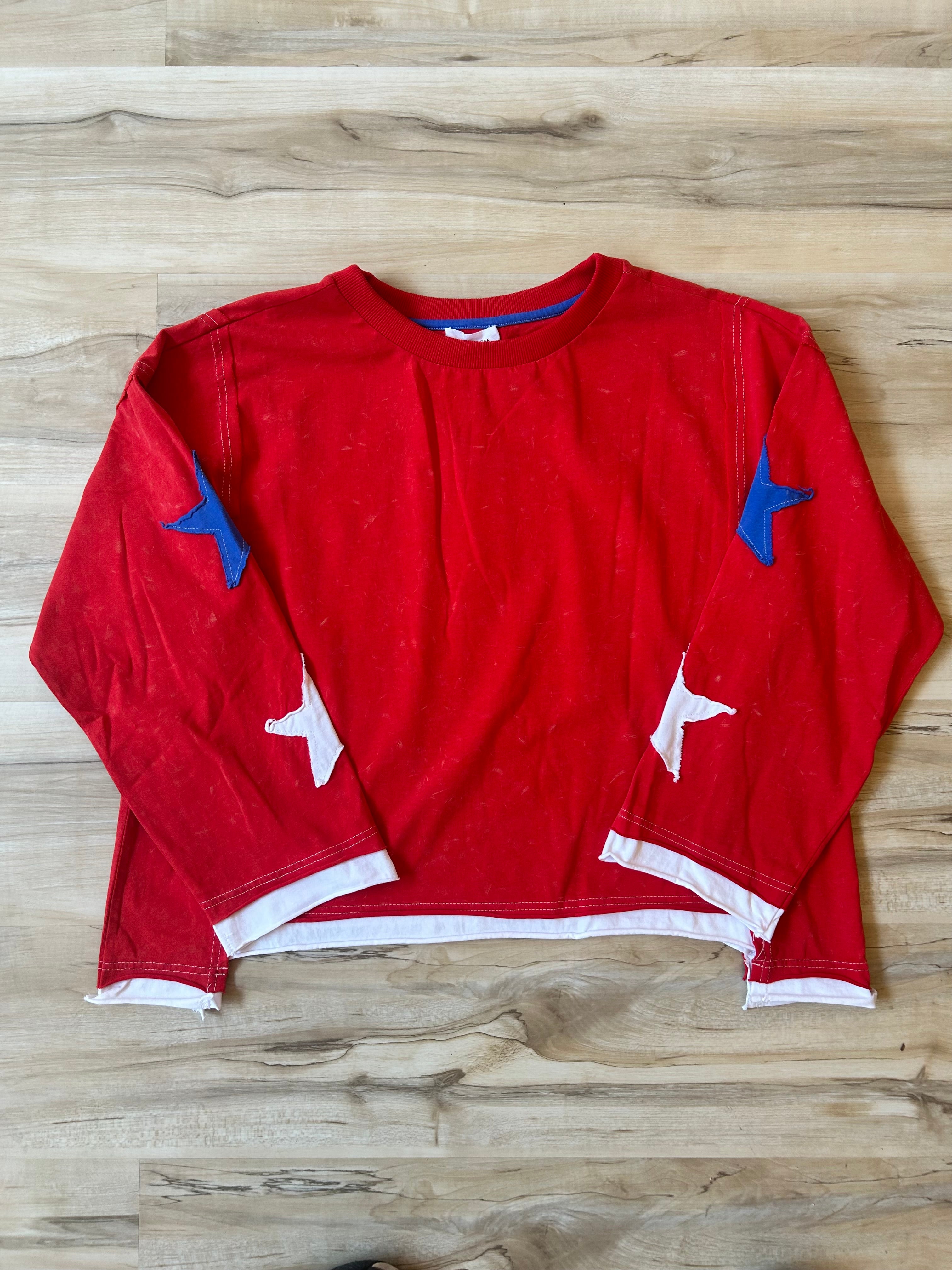 Star Patched Long Sleeve Jersey Top