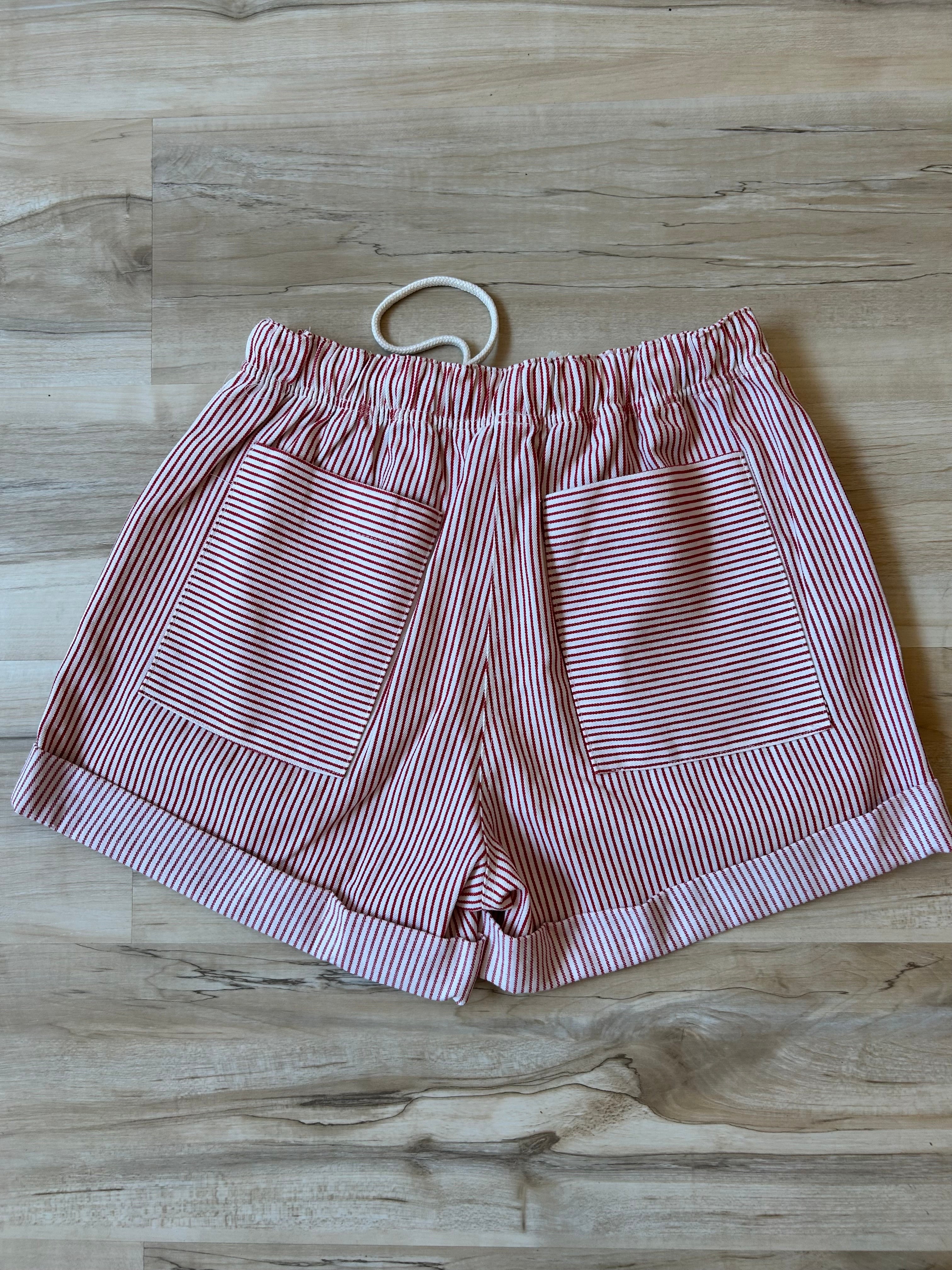 Stripe Cotton Twill Mini Shorts