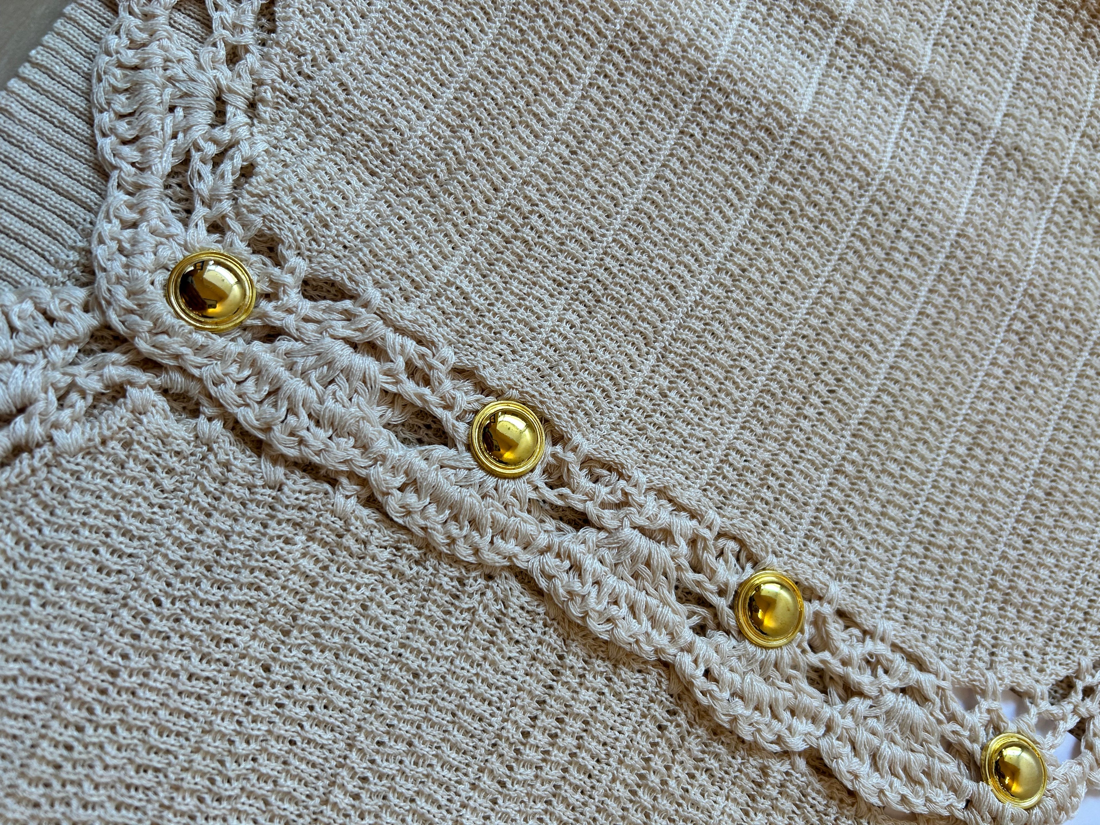 Crochet Trimmed Button Down Sweater Vest