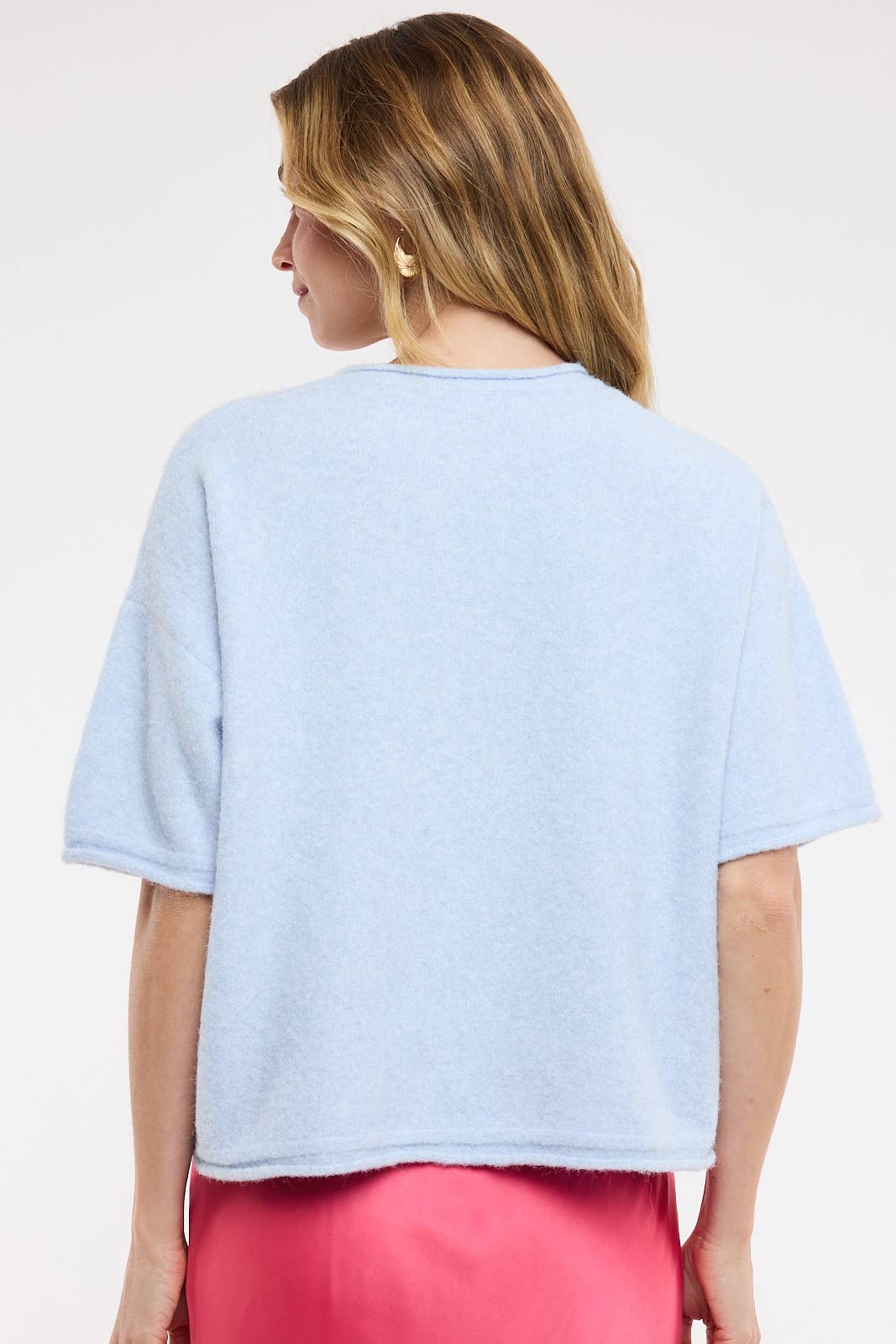 Drop Shoulder Short Sleeve Cardigan