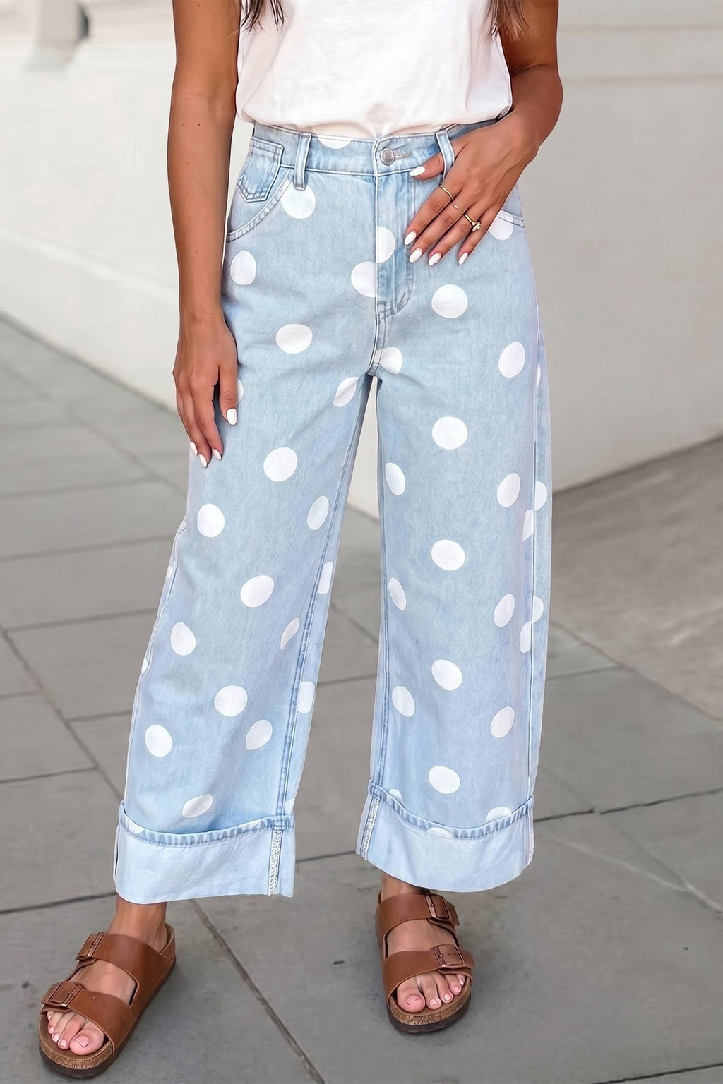 Polka Dot Ankle Length Jeans