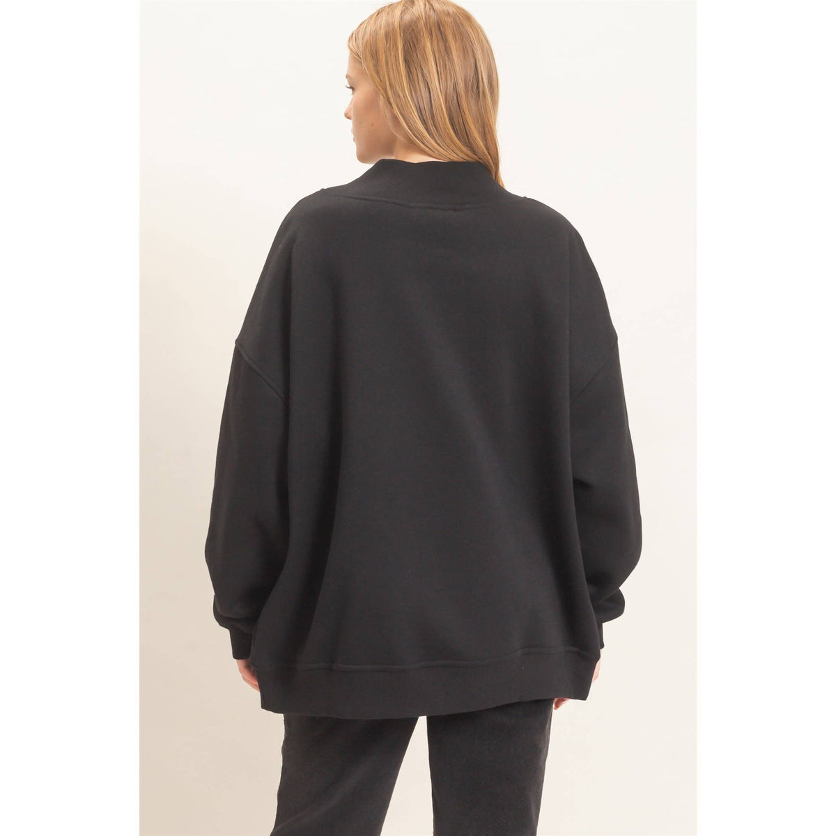 Enzyme Washed Mock Neck Sweatshirt