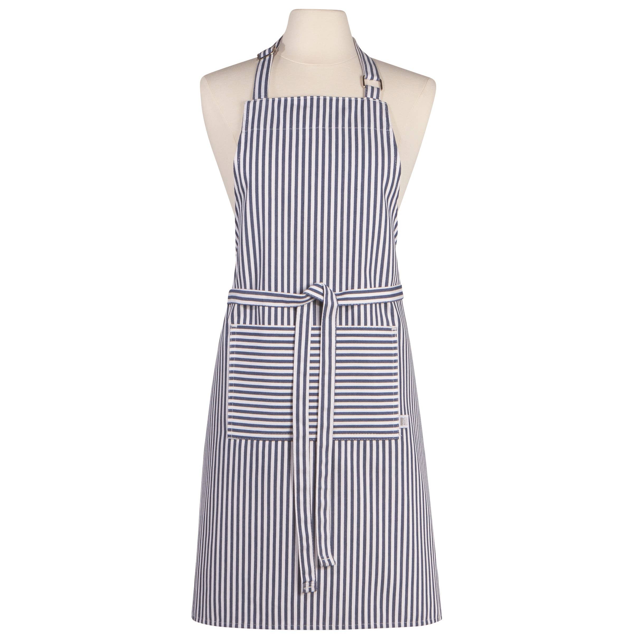 Narrow Royal Blue Stripe Chef Apron