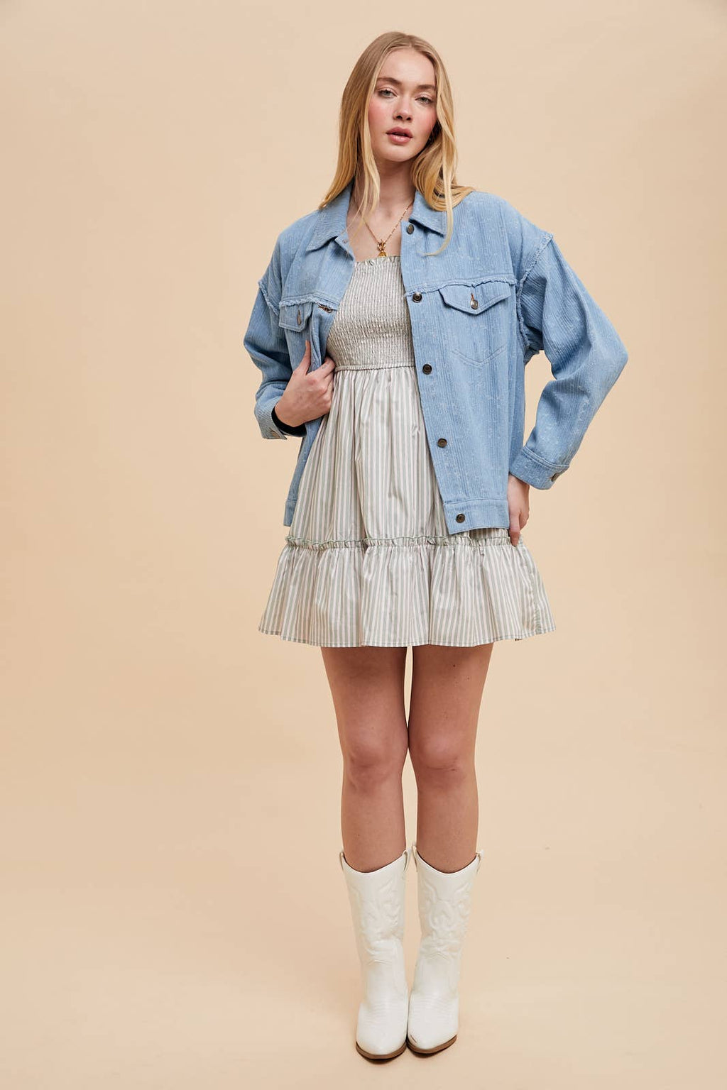 Textured Slub Chambray Shacket