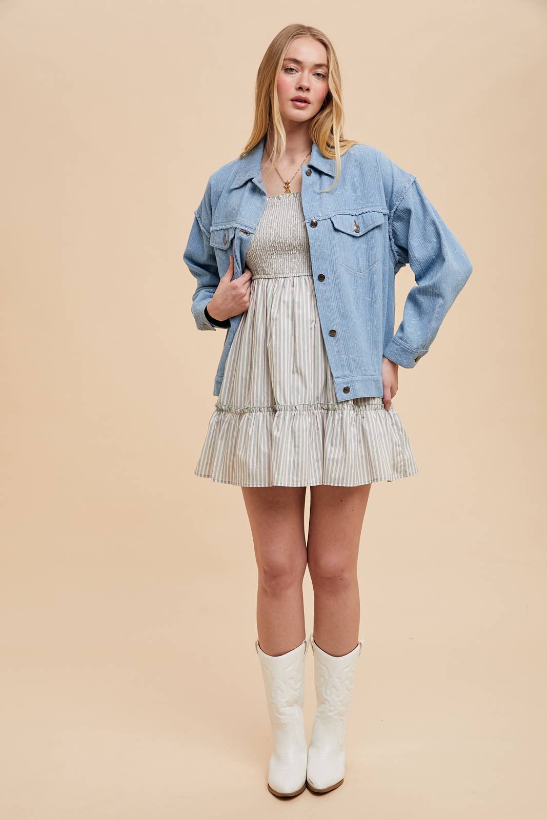 Textured Slub Chambray Shacket