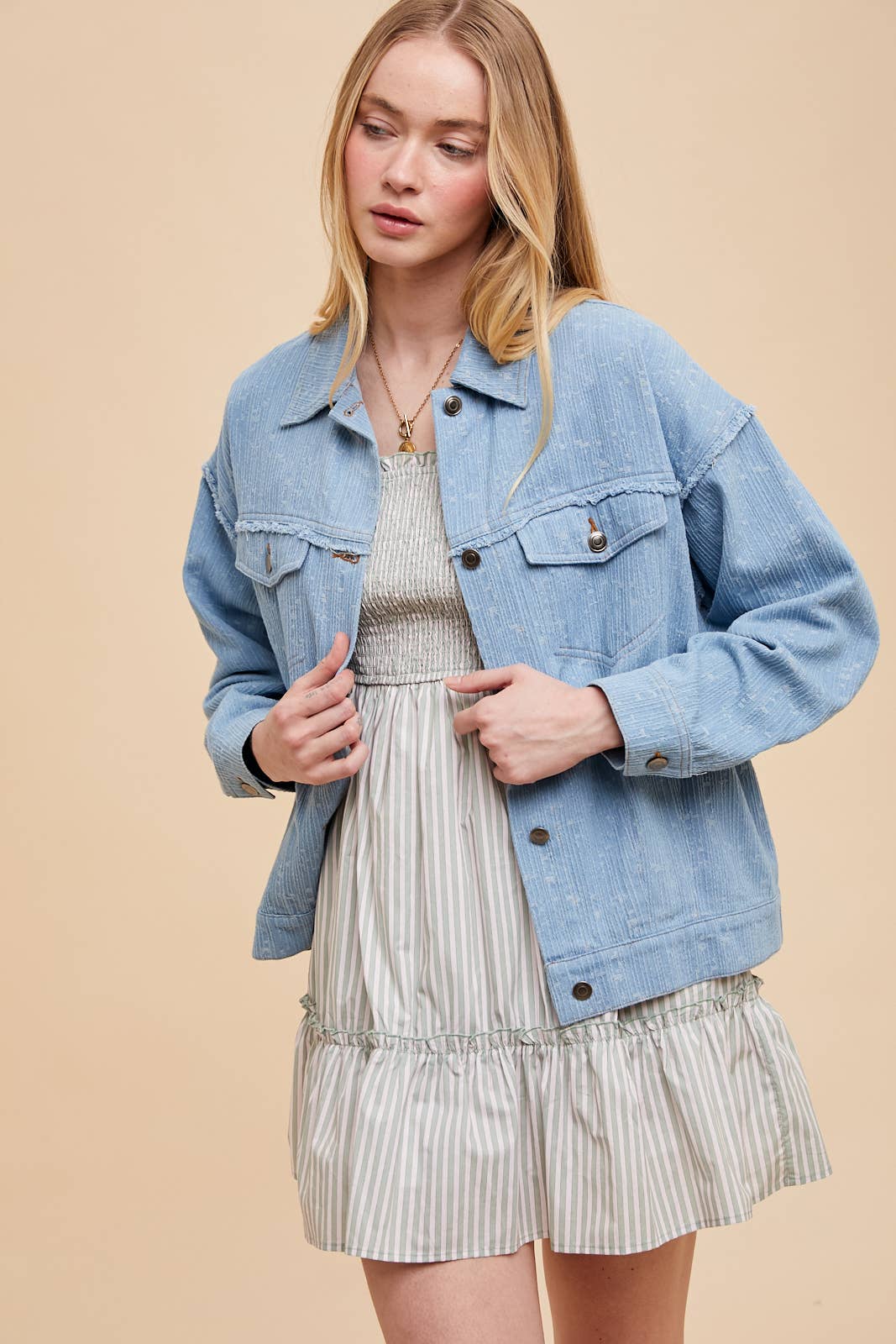 Textured Slub Chambray Shacket