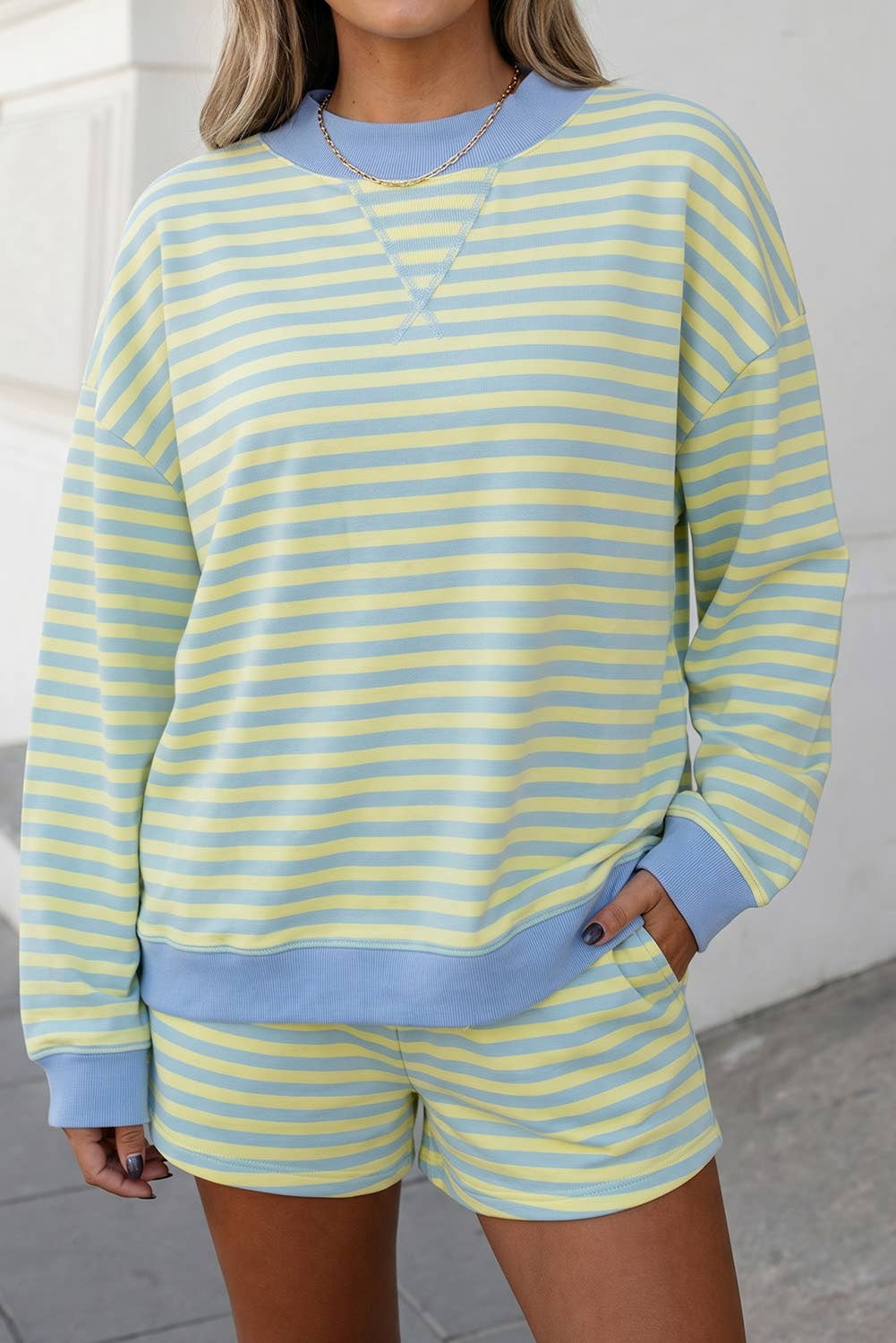 Sunshine Stripe Pullover Short Set