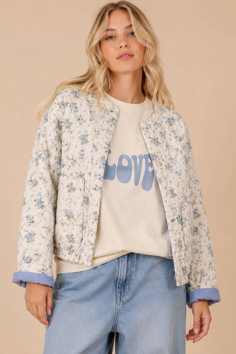 Floral Pattern Quilted Jacket