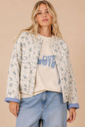 Floral Pattern Quilted Jacket