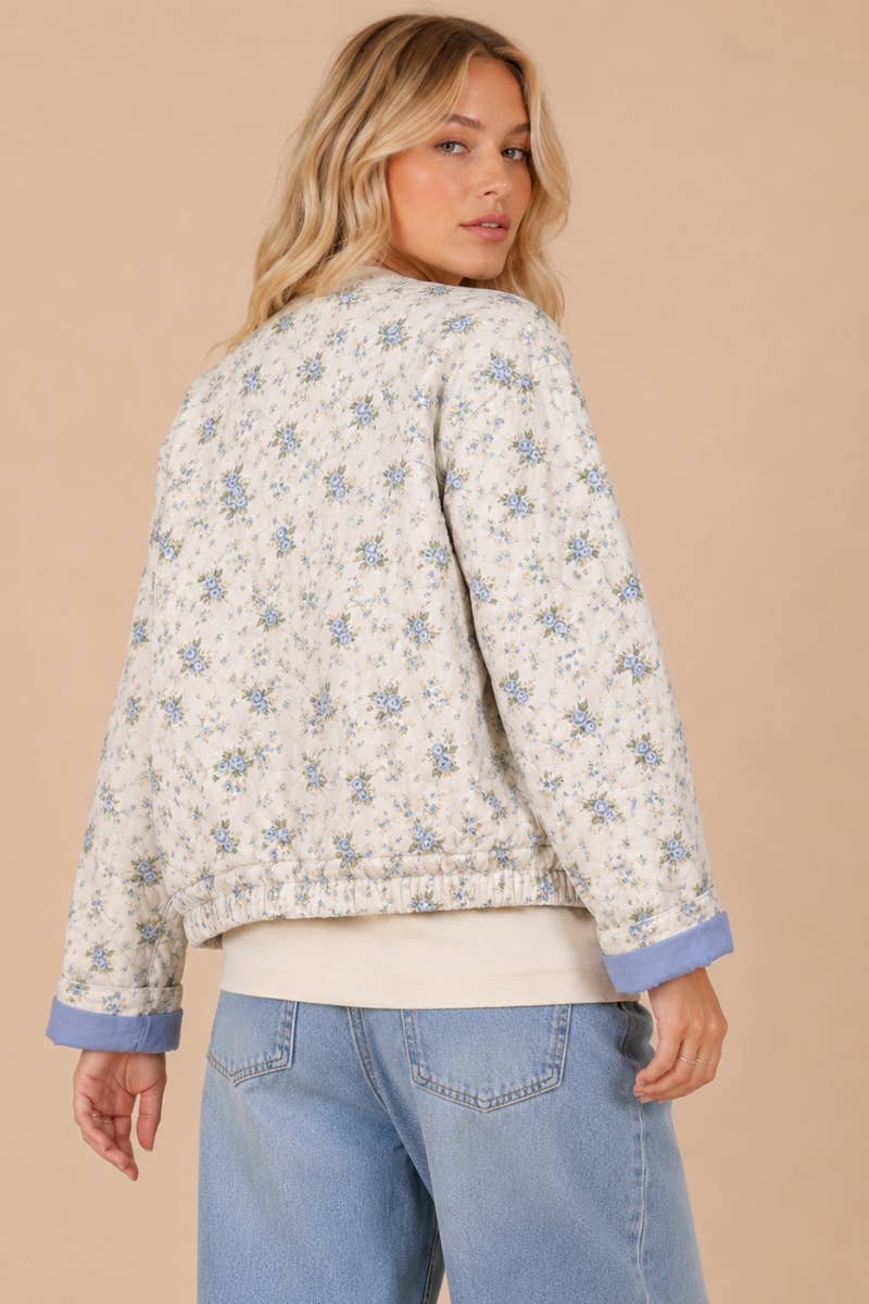 Floral Pattern Quilted Jacket