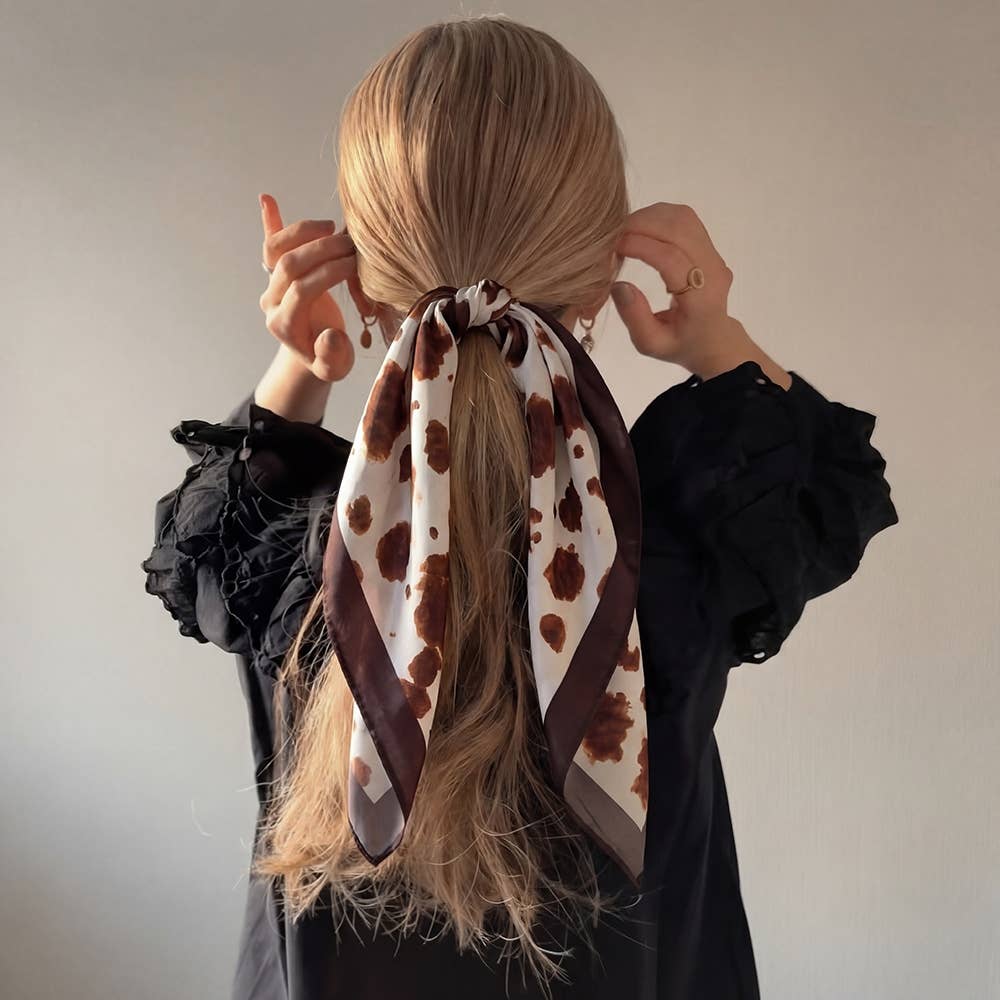 Brown Cow Print  Bandana Scarf
