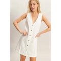 Button-Front White Denim Dress
