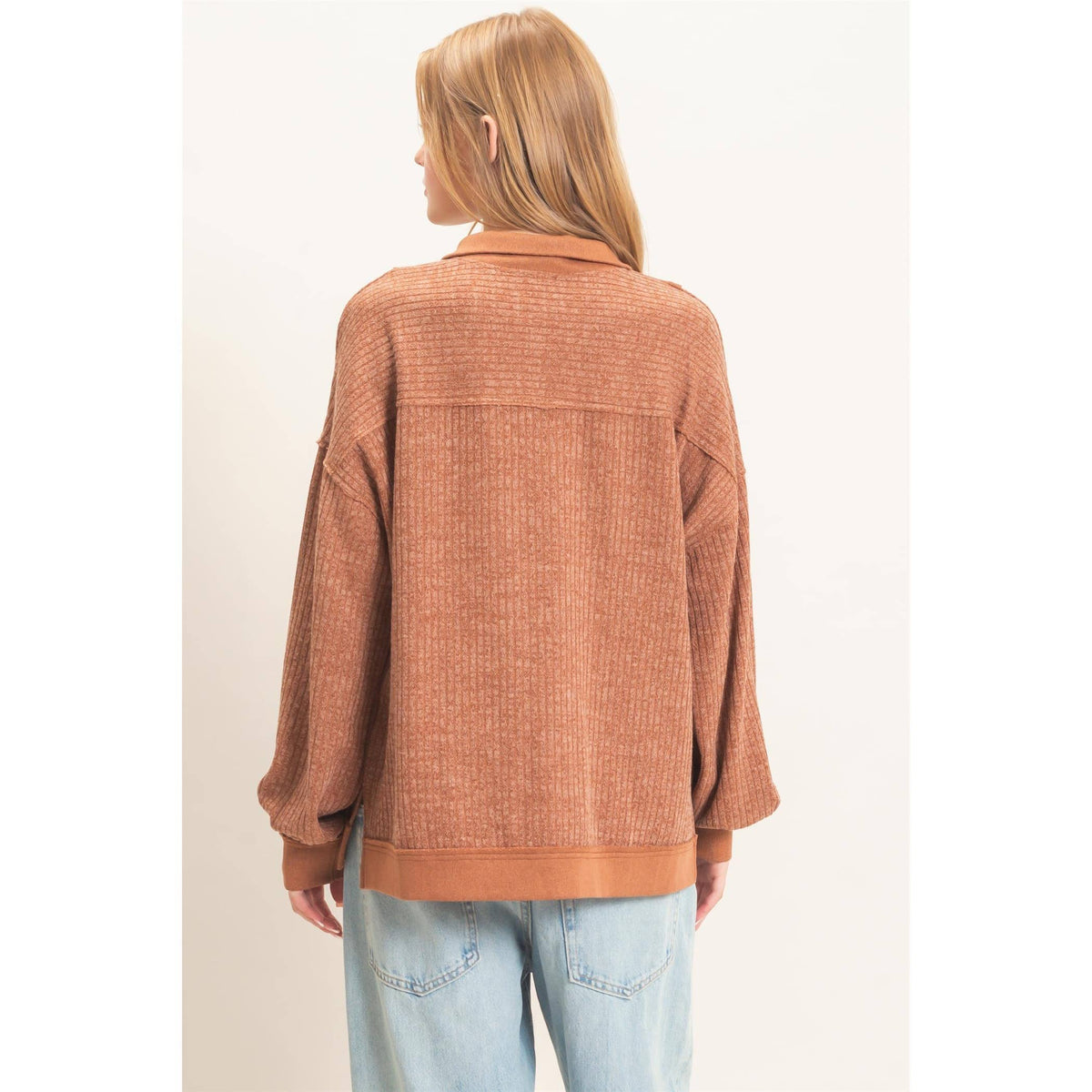 Ribbed Knit Half-Zip Pullover
