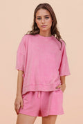 Pink Mineral Washed Short Set