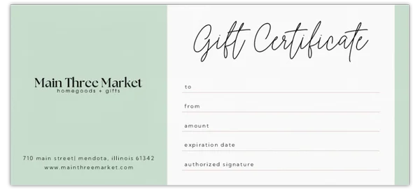 Main Three Market Gift Certificate